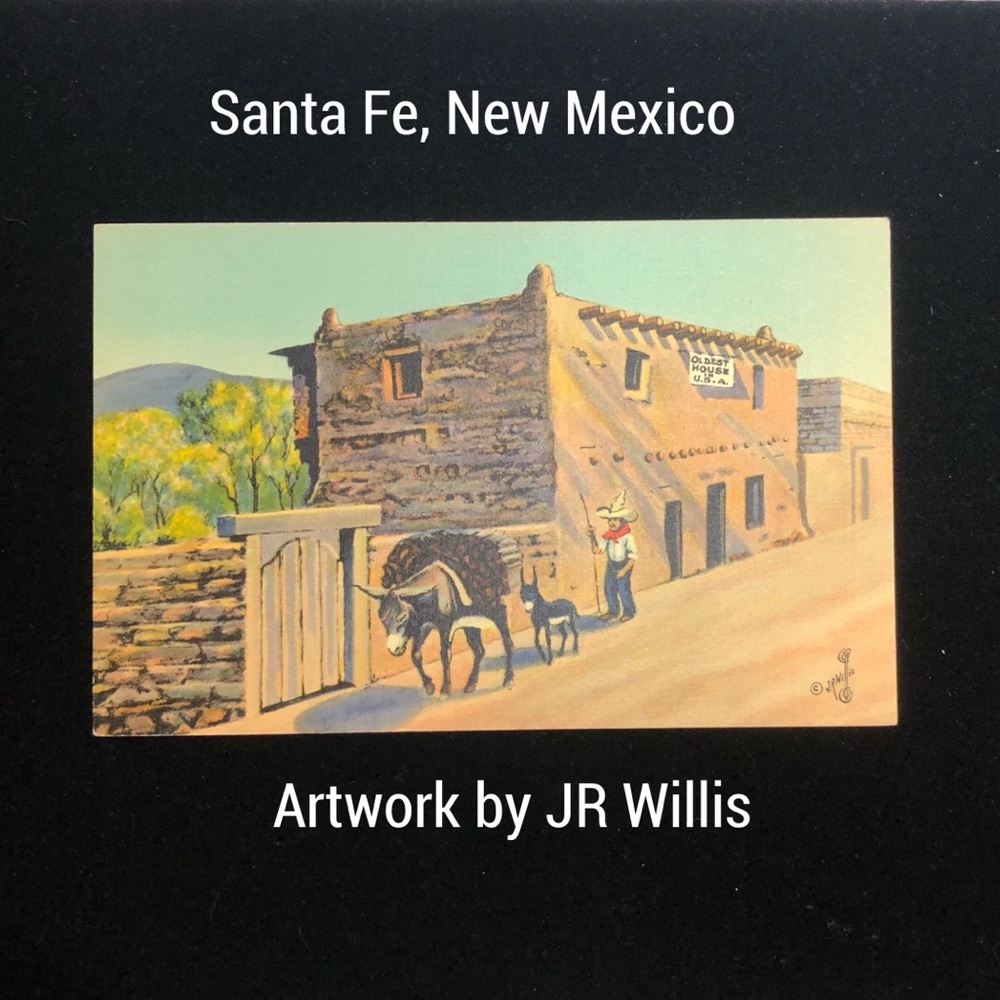 Vintage Santa Fe, JR Willis, Linen Postcard Art